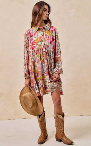 vintage-inspired floral tunic dress