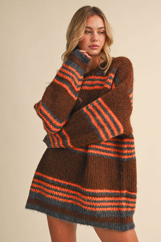 rust + burnt orange sweater dress