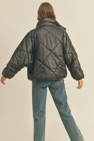 charcoal quilted puffer jacket