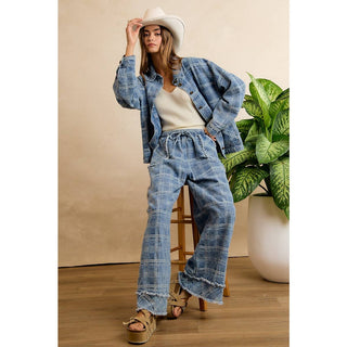 frayed wide-leg denim pants