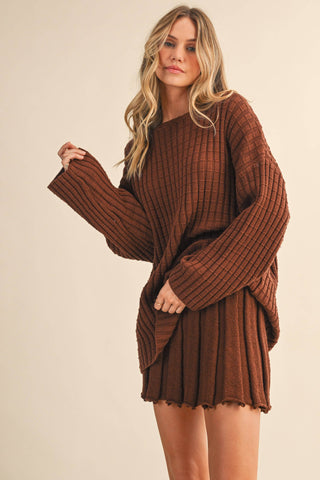 mahogany tunic + pleated skirt set
