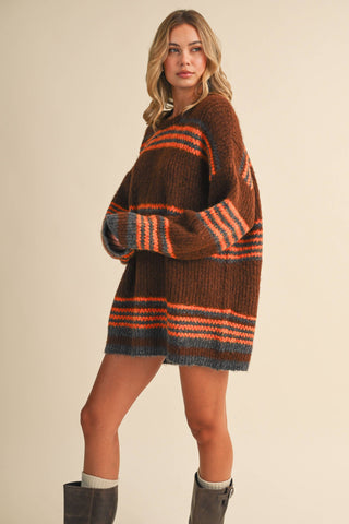 rust + burnt orange sweater dress