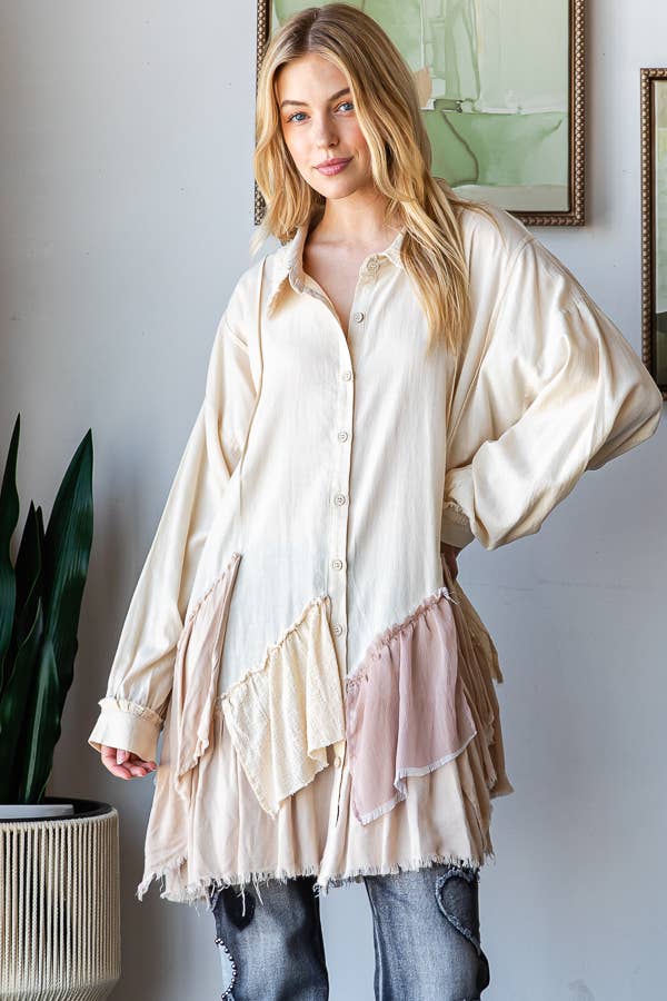 ruffle long sleeve shirt/dress