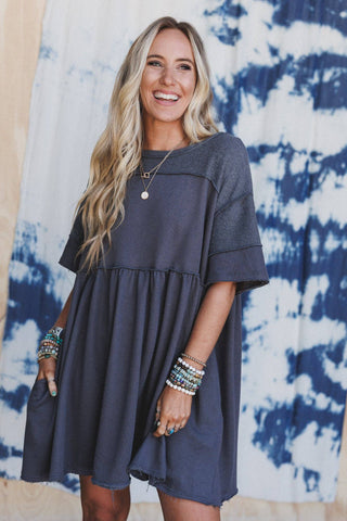 moonlit tunic dress - charcoal