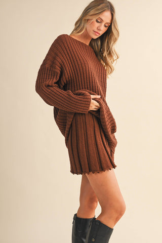 mahogany tunic + pleated skirt set