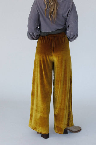 marigold velvet wide leg pants