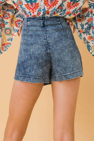 acid wash denim skort