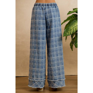 frayed wide-leg denim pants