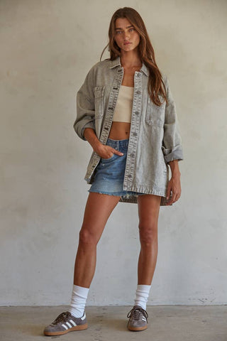 gray washed denim jacket
