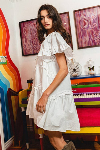 frill trim tiered babydoll dress