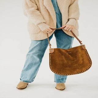 PRE-ORDER // suede hobo bag