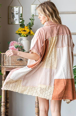 peach + clay mineral wash shirt dress