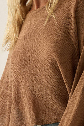 mocha cropped knit poncho