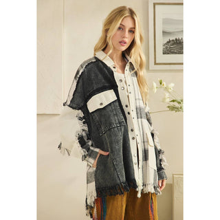 black&white flannel shacket