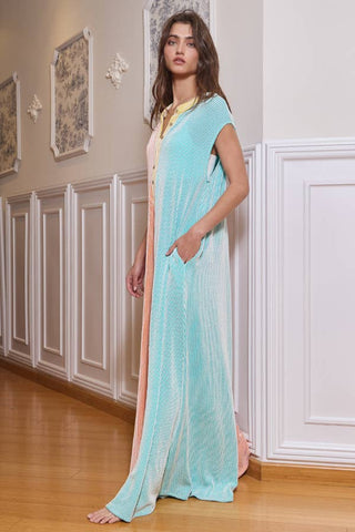 orange + aqua ribbed jumpsuit