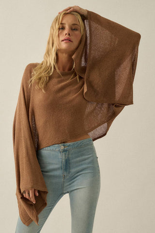 mocha cropped knit poncho