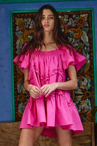 frill trim tiered babydoll dress