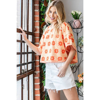 daisy cropped terry top