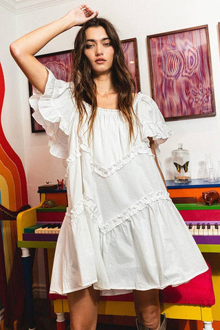 frill trim tiered babydoll dress