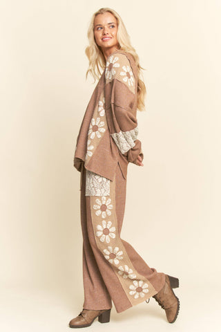 floral lace waffle knit top